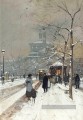 FIGURES dans la neige Paris parisien gouache Eugène Galien Laloue